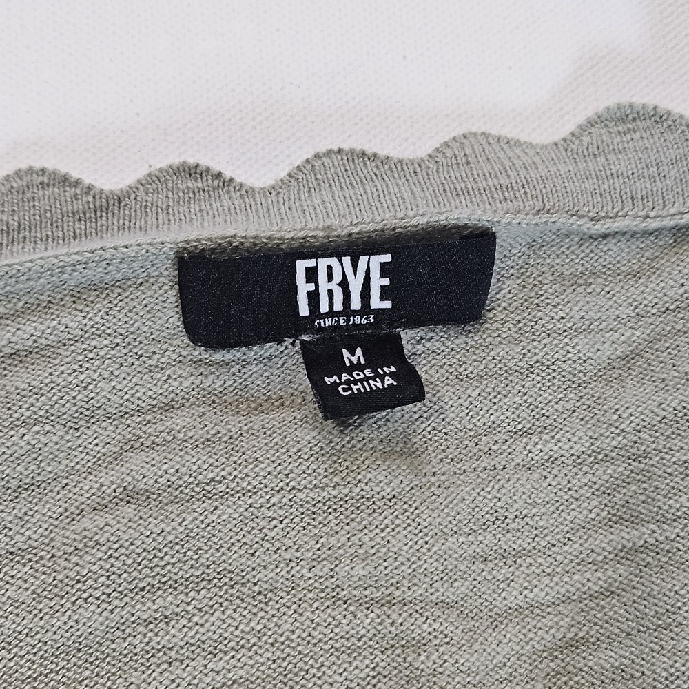 Frye Womens Cardigan Medium Olive Green Lightweight Fall Essential Sweater Top - Picture 4 of 7
